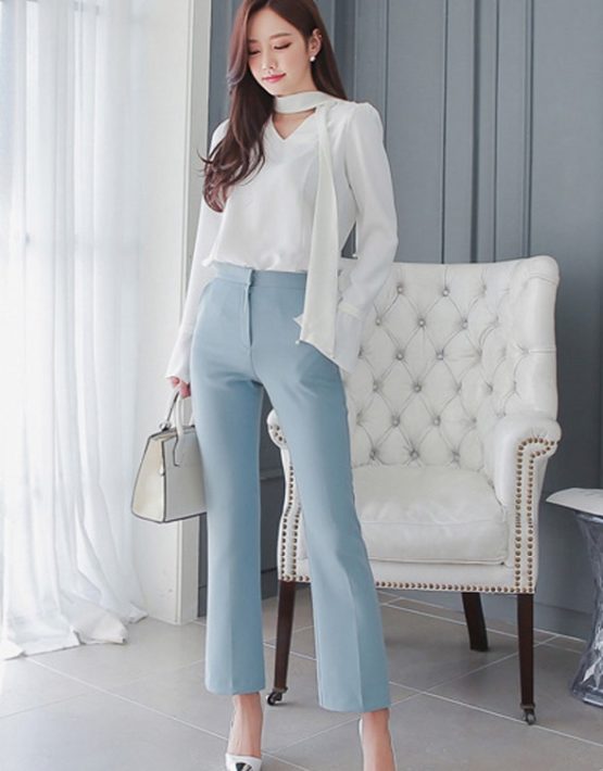 SU0007 : Áo sơ mi thắt nơ và Quần lửng công sở