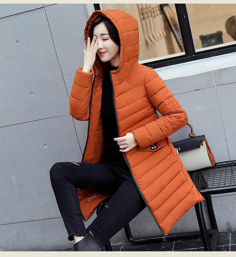 K27 Áo Khoác Phao Lông Vũ 3 Lớp Thân Dài Có Mũ Sau