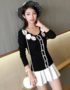 YK0907 ÁO KHOÁC LEN MỎNG ĐÍNH HOA HÀN QUỐC