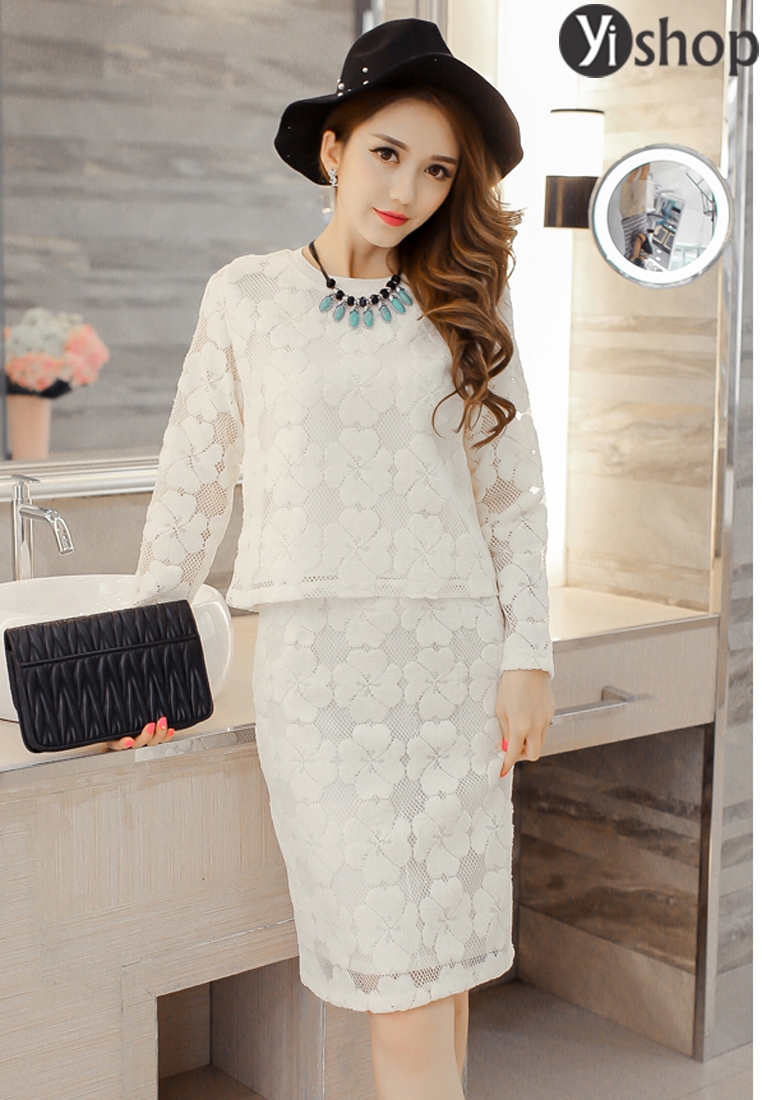 YT471 Set Bộ Ren Cotton Dệt Hoa To