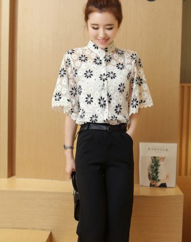 YV060 Set Bộ Quần Lửng + Áo Ren Hoa Tay Rộng