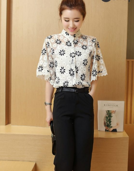 YV060 Set Bộ Quần Lửng + Áo Ren Hoa Tay Rộng