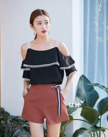 AY55 ÁO CHIFFON 2 DÂY BÈO