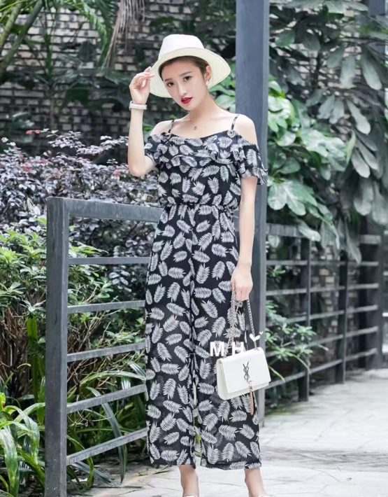 AV29 Jumsuit hoa dài áo 2 dây bèo