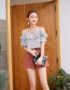 AY73 Áo voan sọc kẻ bèo dây hở vai