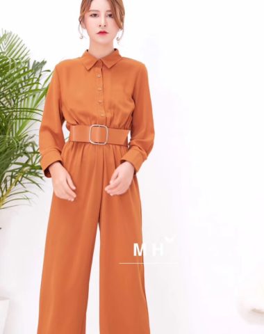 AV54 Jumsuit cổ sơ mi dài tay (kèm đai)