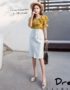 CV1912 : Chân váy denim trắng 2 túi hộp trước