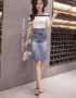 CV1916 : Chân váy denim ngắn xẻ trước 2 túi