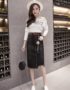 CV1928 : Chân váy denim chữ A eo cao, xẻ bên