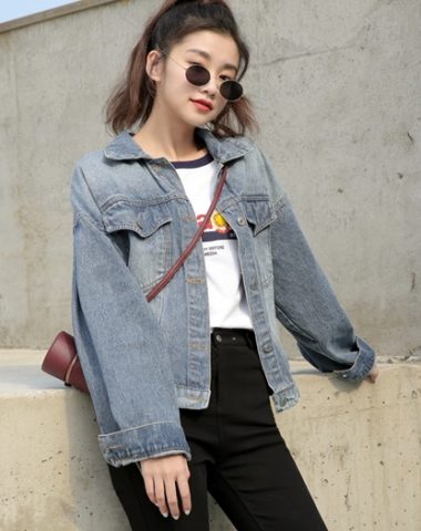 K1922 : Áo khoác Jean 2 túi trước bo sau lưng
