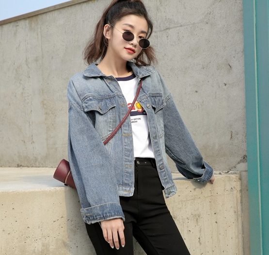 K1922 : Áo khoác Jean 2 túi trước bo sau lưng