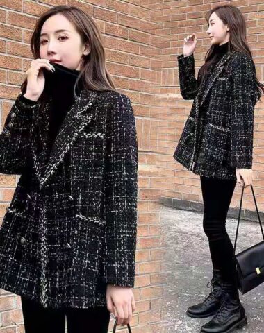 K264 : Áo khoác dạ len cổ vest công sở HQ thanh lịch, ấm áp