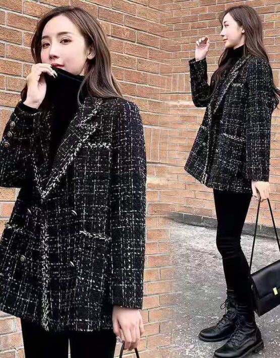 K264 : Áo khoác dạ len cổ vest công sở HQ thanh lịch, ấm áp