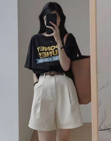 SB228 : Set bộ áo thun in dáng rộng + quần short dài
